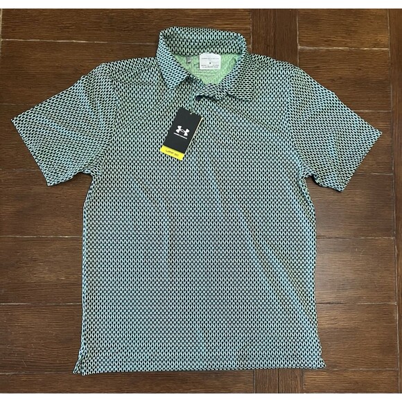 Under Armour Golf Men SMALL Green Playoff 3.0 Density Print Stretch Polo UPF+40 - Picture 1 of 4